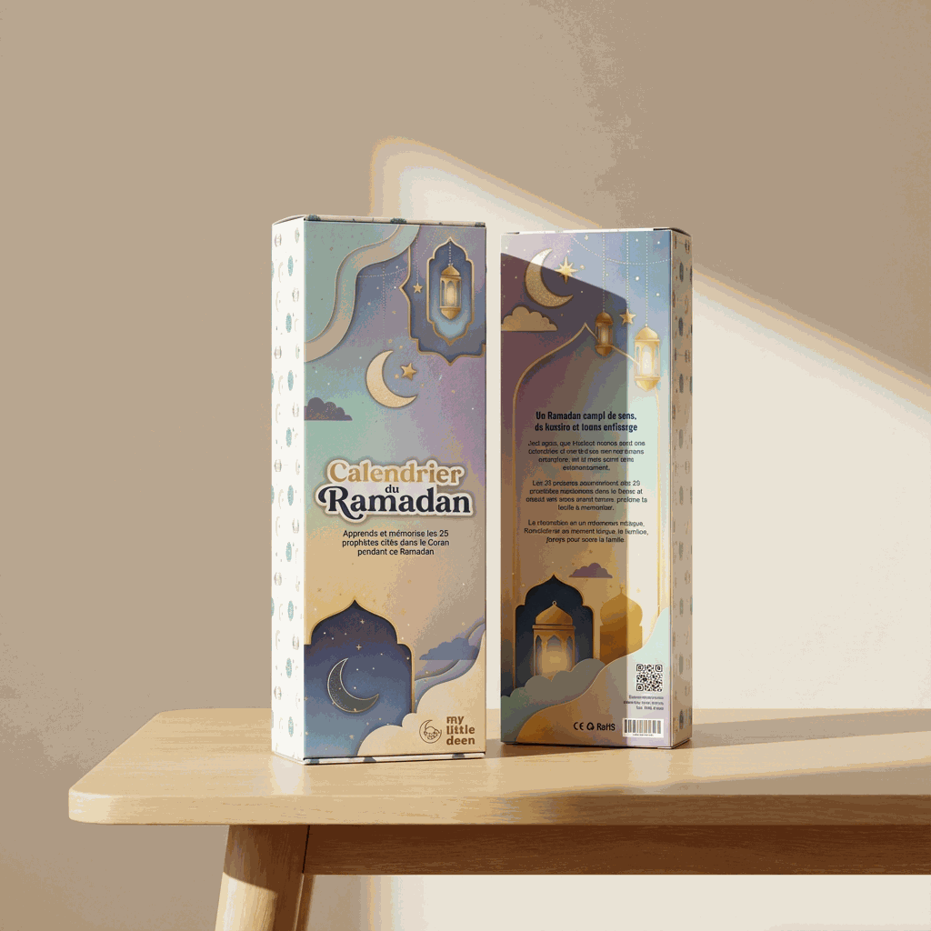 Calendrier du ramadan éducatif pour enfants avec lanternes et motifs de nuit étoilée