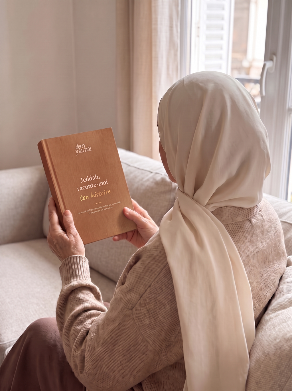 Une grand-mere lit le journal Jeddah, raconte-moi ton histoire